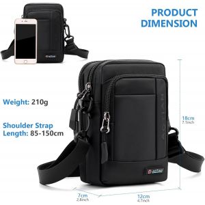 CHENG-Sac Bandoulière Homme Petit pour Téléphone Portable, Imperméable Nylon 3 en 1 Sacoche Homme Bandouliere Petit Besace Hommes pour Sport, Randonnée, Voyage - Neuf