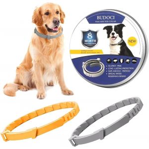 Chien Collier Anti Puces Et Anti Tiques Haute Qualit&eacute;, 2 Pi&egrave;ces Collier Antiparasite Pour Chien, 8 Mois De Protection, 63cm R&eacute;glable, 100% Naturel - Imperm&eacute;able D&eacute;perlant - Neuf