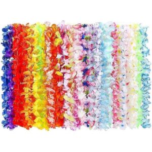 Ershi-50 Pack Collier De Fleur Hawaien, Guirlande Fleurie Hawaienne, Collier Àfleur Tahitien, Hawai Tropical Anniversaire Decorati[6965] - Neuf