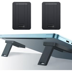 Lot de 2 supports pliables pour ordinateur portable-Mini refroidissement invisible-Universel-Antidérapant-Pour MacBook Pro Air,Surface-Noir - Neuf
