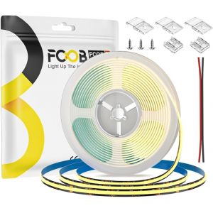 COB Bande LED Flexible Haute Densit&eacute; Blanc Chaud 3000K 480LEDs/M 9W/M 16.4FT/5M DC24V 8mm Largeur PCB Noir Lumi&egrave;re LED Dimmable IP30 pour D&eacute;coration Int&eacute;rieure(Sans contr&ocirc;leur ni alimentation) - Neuf