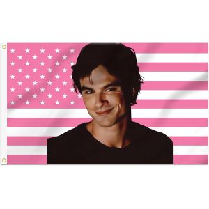 Drapeau Decoratif Ian Somerhalder 3x5 Pieds, Double Couture avec 2 Oeillets en Laiton, Decoration Murale pour Interieur et Exterieur - Neuf
