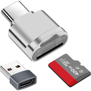 NSIECD-Lecteur de Carte TF, Lecteur de Carte Micro SD, Adaptateur de Lecteur de Carte M&eacute;moire TF Type C avec Adaptateur USB C vers USB Compatible avec Les Ordinateurs Portables, MacBook, Samsung (Arg - Neuf