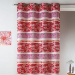 Homemaison - Rideaux En Jacquard &Agrave; Rayures Horizontales Rouge Orang&eacute; 140x260 Cm - Neuf