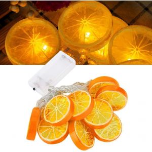 KAL-Guirlande Lumineuse 1.5M 10 Led, Chaîne Lumineuse Citrons, Guirlande Led Pour Extérieur Et Intérieur, Lumières Pour Decoration Chambre, Mariage, Noël, Arbre, Fête (Orange) - Neuf