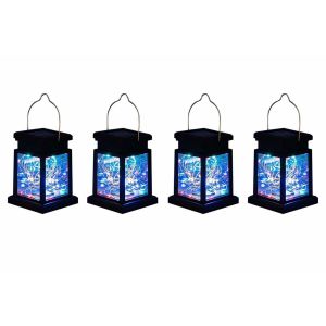 Lot De 4 Lanternes Solaires Suspendues - Lampes De Jardin Led R&eacute;sistantes &Agrave; L'eau - Neuf