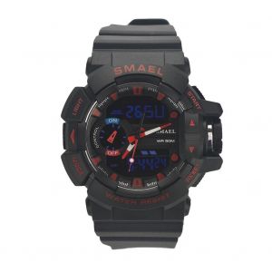 Multifonctionnel Dual Display Hommes Montre &Eacute;lectronique Ronde Sports Montre-Bracelet (Noir + Rouge) - Neuf