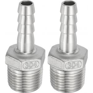 Kalanka-Raccord De Tuyau &Agrave; Barbe En Acier Inoxydable 304, Lot De 2 Raccords De Tuyau &Agrave; Barbe De 2/5"" X Filetage Npt De 1/2"" Adaptateur De Connecteur De Tuyau Rapide Pour Raccordement D'air - Neuf