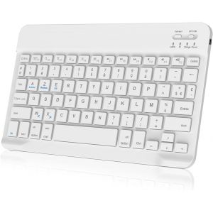 KAL-Clavier Pour Tablette -Clavier Ipad Sans Fil Pour Ipad Air/Ipad Pro/Mini/Ipad 10.9/10.2/9.7, Mini Clavier Bluetooth Français Pour Android, Samsung, Xiaomi Pad, Lenovo,Huaiwei, Blanc - Neuf