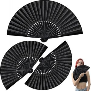 3 Pièce Éventail Pliant Éventail noir Classique Ventilateur en Bambou Chinois Petit Eventail Pliable de Poche pour Décoration de Mariage Performances Mariage Fête Cadeau - Neuf