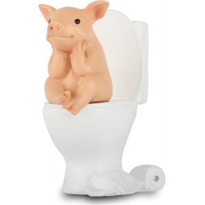 Statue De Cochon Miniature, Décoration D'intérieur En Résine, Statue De Jardin Porte-Bonheur Pour Micro-Paysage (Cochon Accroupi Sur Les Toilettes) - Neuf
