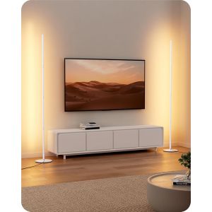 2pcs Lampadaire Sur Pied Salon Led &Agrave; Intensit&eacute; Variable En Continu, Lumi&egrave;re Blanc Chaud 3000k, Lampadaire D'angle Avec Interrupteur &Agrave; Pied, Lampe D'ambiance Moderne Pour Chambre, Salon - Neuf