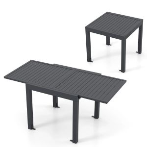 Table De Jardin Extensible En Aluminium Ajustable De 80 &Agrave; 160 Cm Pour 4-6 Personnes Style Contemporain En Gris Fonc&eacute; Helloshop26 20_0020484 - Neuf