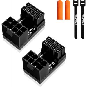 lbgwp60-Lot De 2 Adaptateurs D'Alimentation Gpu À 8 Broches, Angle De 180 Degrés Femelle À 8 Broches Mâle Vers 8 Broches Mâle Pour Carte Graphique De Bureau (Angle Vers Le Haut, Noir) - Neuf
