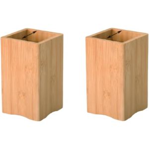 2 Pi&egrave;ces Organisateur De Rangement En Bambou Carr&eacute;,Pour Ustensiles,Couteaux,Spatules,Fourchettes Et Vaisselle,Style Naturel - Neuf