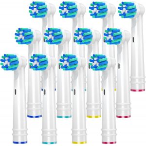 Nsiecd-Cross Action Tête De Brosse À Dents Compatible Avec Oral B, Tête De Brosse De Remplacement Pour Oral B, Brossettes De Rechange Pour Professional Care Vitality Pro Smart Genius Series, 12 Pièce - Neuf