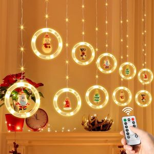 TRAHOO-Rideau Lumineux No&euml;l, 3m LED Rideau Guirlande Lumineuse, USB Blanc Chaud Rideau Lumineux Noel Int&eacute;rieur, 100 LED &Eacute;clairage Lumi&egrave;re pour Chambre Fenetre Mariage No&euml;l D&eacute;coration - Neuf