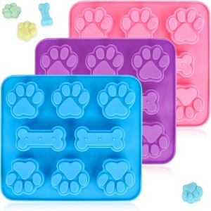 AYUHR-Moules à Gâteau en Silicone, Moules en silicone pour en forme de patte de chien et os de, Moule de Cuisson en Silicone pour chocolat, bonbons, gelée, glaçons, friandises pour chiens (3) - Neuf