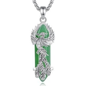 Collier Phénix Pendentif Argent Oiseau Phoenix Avec Cristal De Roche Pierre Bijoux Mythiques Porte Bonheur Femme Cadeau Pour Sa Maman Mamie Fete Des Meres - Neuf