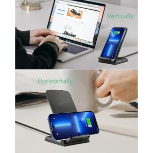 Chargeur Sans Fil Pour Samsung Galaxy S25| S24 | S23 | S22 | S21+ | S21 Ultra| S20 | S10 | S9 Plus| S8 | S7, Note 20 | 10 | 9 | 8, Z Flip 4 | 3 | Pliage Z 4 (740 Noir) - Neuf