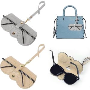 CAUC-Spida Mount Sac &agrave; Lunettes de Soleil en Cuir Souple, 2 pi&egrave;ces &eacute;tui &agrave; Lunettes en Cuir Souple Portable, Pochette pour Lunettes de Soleil, Rangement de Lunettes pour Femmes Hommes - Neuf