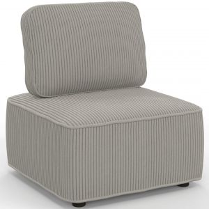 Module de canap&eacute; et fauteuil en velours c&ocirc;tel&eacute; gris clair - Neuf