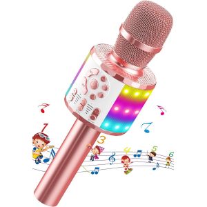 Microphone Enfant, Micro Karaoké sans Fil Bluetooth pour Cadeau Anniversaire Fille 4 5 6 7 8 9 Ans Garcon Chanter Jouet Kara[3826] - Neuf