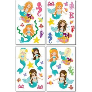 Trahoo-Lot De Stickers Muraux Motif Sirènes - Décoration Pour Chambre D`Enfant Fille Et Garçon - Neuf