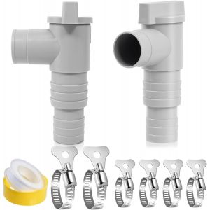 Lot de 2 robinets d'arrêt pour piscines 32 mm avec 6 colliers de serrage,raccord de tuyau (compatible 32 mm/38 mm),accessoires d'entretien de piscine pour pompe de piscine,entretien et - Neuf