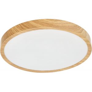 KAL-Plafonnier Led Pereti 18W Bois 29,5Cm, 3000K Blanc Chaud, 1800Lm, Luminaire Plafonnier Ip44, Éclairage De Plafond 220-240V, Luminaires Intérieur, Plafonnier Moderne, Lampe Plafond Led 777612 - Neuf