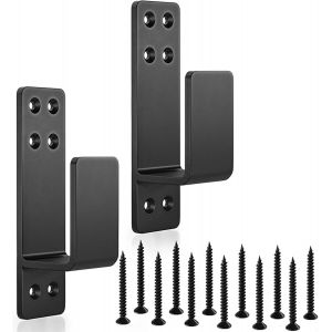 ChenQuanSarl-Lot De 2 Supports De Barre De Sécurité Pour Porte Noir - Neuf