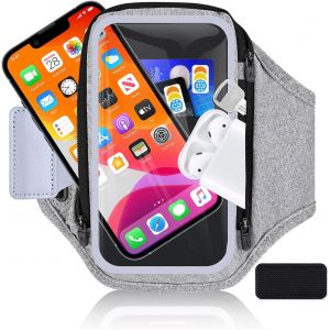 Kal-6,8'' Brassard De Sport Avec Poche Zippée Pour Clé De Voiture Écouteurs, Support De Téléphone Portable Pour Iphone 16 15 14 13 12 Pro Max Galaxy S24 Avec Sac Pour Écouteurs Pour La Course - Neuf