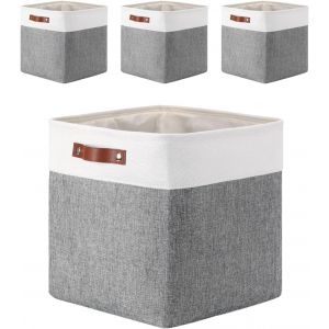 25|28|30|33 cm Boite Rangement Tissu, 28x28x28 cm Cube Rangement, Lavable, Pliable, Lot de 3, Gris Blanc - Neuf