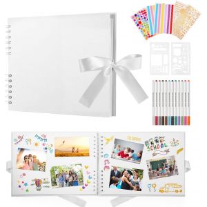 Album Photo Scrapbooking Diy Avec 12 Stylos MéTalliques, 80 Pages Livre Fait à La Main DIY Album, Cadeaux Pour Bebe Enfant Mariage Voyage Festival L'Obtention Du DiplôMe - Neuf