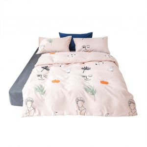 Hjlian Parure De Lit En Coton Avec Housse De Couette Et Taie D'oreiller, Motif Imprime Mignon Et Colore (Taille Double) - Neuf