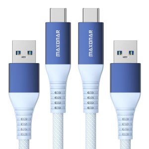 2 Pièces Câble De Charge Rapide Usb C 10gbit/S Données Usb A Câble De Voiture Android Qc3.0 3.1a Câble De Transfert De Données Pour Samsung Galaxy S23/S22 Z Flip5 Note20 Pixel8 1m/3.3ft Bleu - Neuf