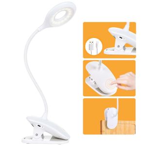 Eryi-Lampe De Bureau Led, Lampe De Lecture 1200mah Rechargeable 16 Leds 3 Luminosité Lampe Pince Pour Lit 360° Flexible Lampe De Chevet Tactile Sans Fil Pour Enfant, Nuit, Étude Et Travail - Neuf