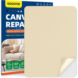 Tissu Autocollant Reparation Beige Jaunâtre,21x28cm Imperméable Patch De Réparation En Tissu De Toile,Patch Autocollant En Toile Pour Tentes,Bâches De Bateau,Canapés,Chaises - Neuf