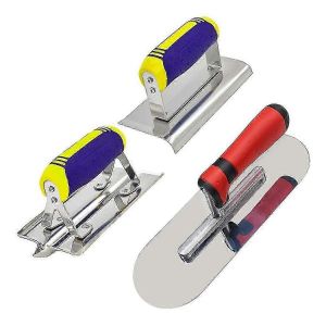 Truelle en acier inoxydable Coupe-bordure à béton et rainurage Ensemble d'outils Kit de finition de ciment en stuc Maçonnerie Con - Neuf