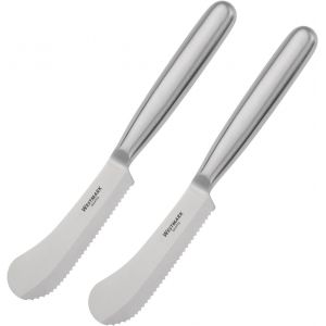 Oayew-2 Couteaux &Agrave; D&eacute;jeuner/&Agrave; Beurre Avec Bord Dentel&eacute; Et Pointe De Lame Large, Longueur : 22 Cm, Acier Inoxydable, Argent, 135922e3 - Neuf