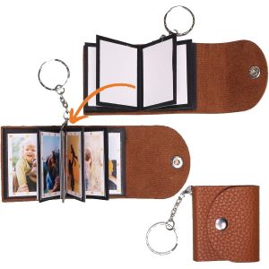 TIANYI-Mini porte-cl&eacute;s photo, petit porte-cl&eacute;s personnalis&eacute; en cuir avec photo &agrave; m&eacute;moire de forme, album personnalis&eacute;, mini porte-cl&eacute;s mignon avec livre d'images pour famille, petit ami, couples, chi - Neuf