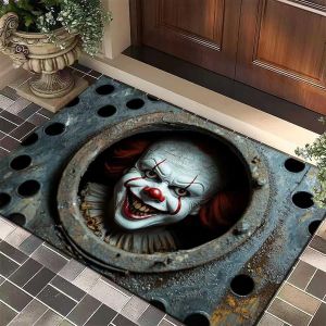 Cauc-Clown Des Egouts Tapis Entree Interieur, Paillasson Halloween Non Glissement, Tapis Halloween, Doux Confortabltapid'entr&eacute;e, Paillasson Interieur Pour Entr&eacute;e, Salle De Bain - Neuf
