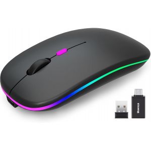 KALANKA-Souris sans Fil USB 2,4 GHz - Souris Bluetooth Suivi Optique 800/1200/1600 DPI Double Mode Rechargeable pour Ordinateur Portable, PC, iOS, Android, iPad, Windows - Neuf