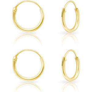 Kal-Paires -Creoles Argent Femme -Creoles Or Femme -Boucle D'oreille Femme Argent -Lot Boucles D'oreilles Femme -Boucles D'oreilles Pour Homme -Petite Creole -Diam&egrave;tre: 8, 10, 12 Mm - Neuf