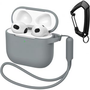 AirPods 4 Case, Silicone Case Compatible with AirPods 4, with Keychain & Lanyard, Shockproof Protection Case for AirPods 4th Generation 2024-Grey - Neuf