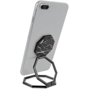 Anneau De Support Pour T&eacute;l&eacute;phone Portable, Rotation &Agrave; 360 &deg;, Poign&eacute;e Arri&egrave;re En M&eacute;tal, Pliable, Support De T&eacute;l&eacute;phone Portable, Support De T&eacute;l&eacute;phone R&eacute;glable(Marbre Noir) - Neuf