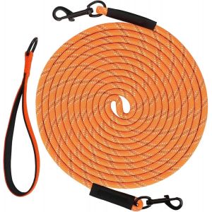 Jgd-Taglory Longe Pour Chien 10m, Long Laisse Corde Avec 2 Mousquetons Pour Chiens De Petites &Agrave; Grandes Taille, Orange - Neuf