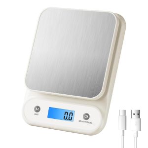 Balance De Cuisine 11lb/0.1oz, Balance De Precision 0.1g Pour Cuisine Et La P&acirc;tisserie, Batterie Lithium-Ion 300 Mah Int&eacute;gr&eacute;e, Chargeur Type-C Rechargeable, Blanc - Neuf