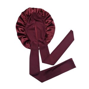 Bonnet De Nuit 100 % Soie De M&ucirc;rier Pour Femme Rouge Fonc&eacute; - Neuf
