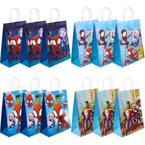 MEVRONISSHOP-Sacs Cadeaux Anniversaire, Lot de 12 Sac Anniversaire Enfant, Sachet Bonbons Anniversair, Sac Cadeau Papier, Fournitures de F&ecirc;te sur le Th&egrave;me des - Neuf